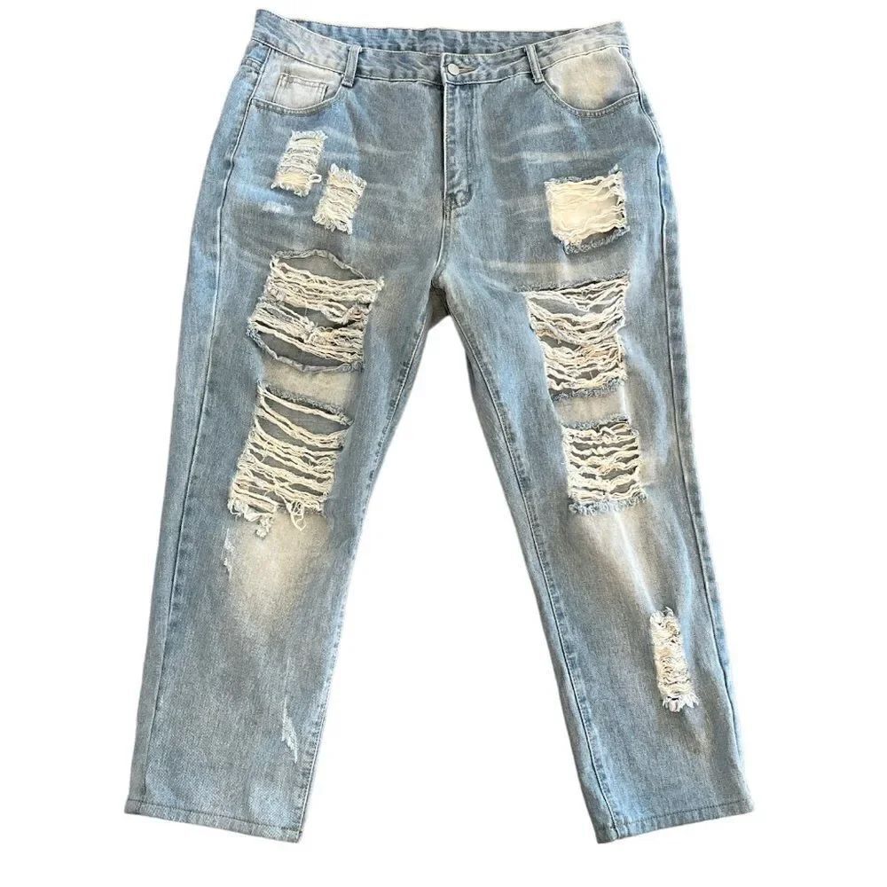 Shein women’s plus size 3XL ripped distressed Hi-Rise Jeans